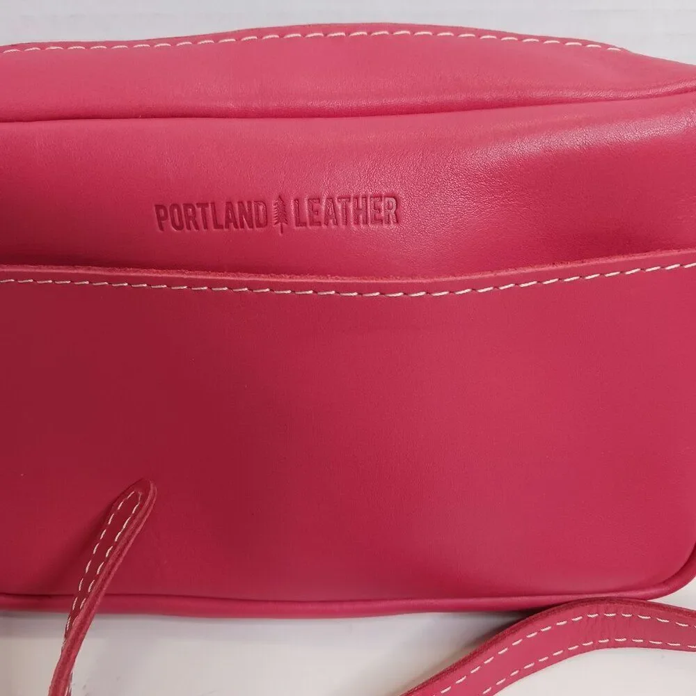 Portland Leather Women's Versatile Pink Leather Crossbody Bag - Picture 5 of 12